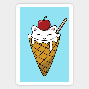 Adorable cat in ice cream cone with a cherry on top Magnet